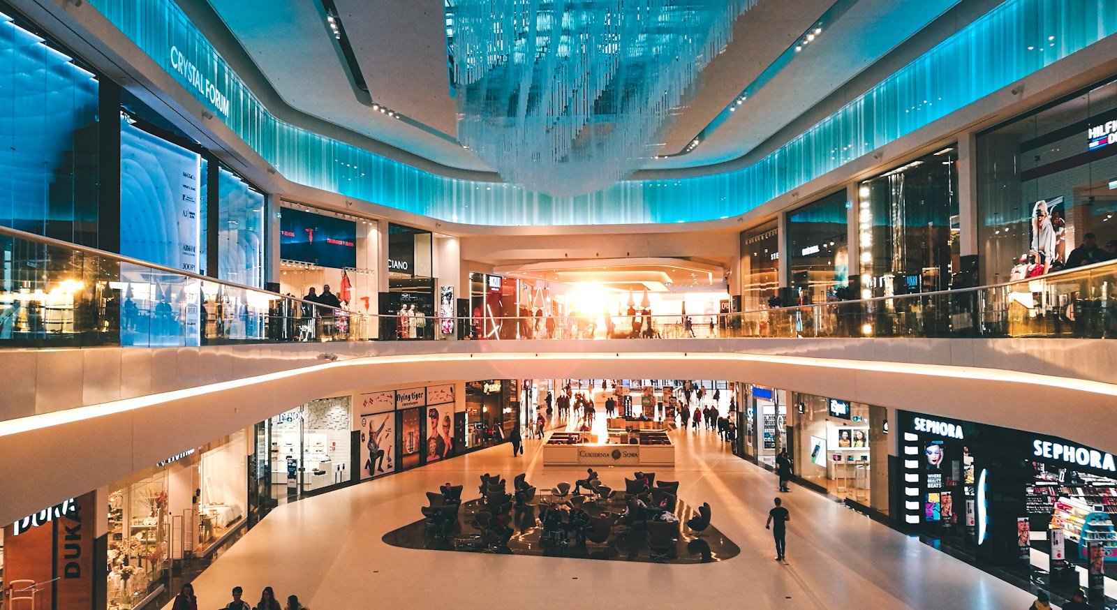 Multi-level shopping mall interior